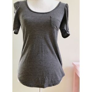 Xhilaration Top Striped Black &  White Puff Sleeve